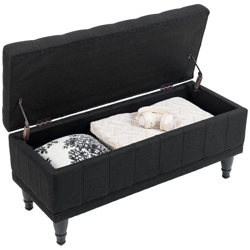 Banc de rangement rabattable, banc de repose-pieds en bout de lit, noir