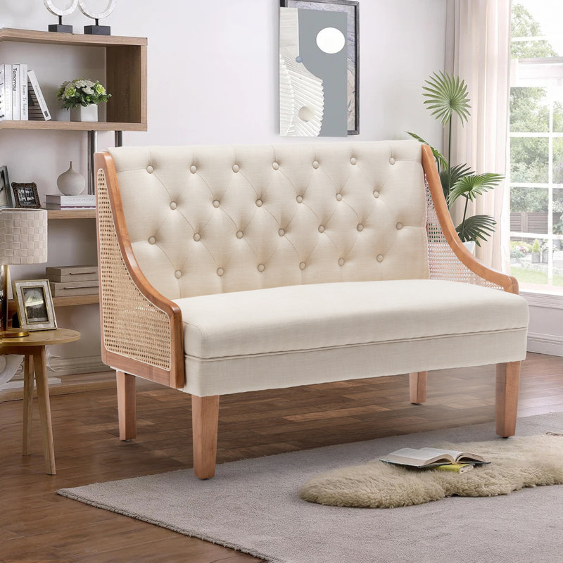 Bedell Upholstered 48'' Loveseat, Beige 100% Linen