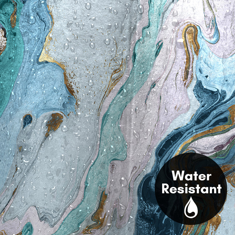 Strayer Polyester Abstract Marble Shower Curtain, Aquamarine