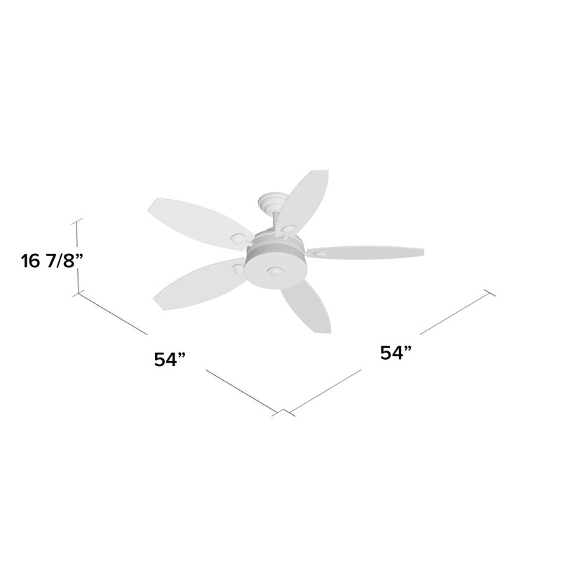 54'' Ceiling Fan with LED Lights, Brushed Nickel with Cherry/Silver Blades