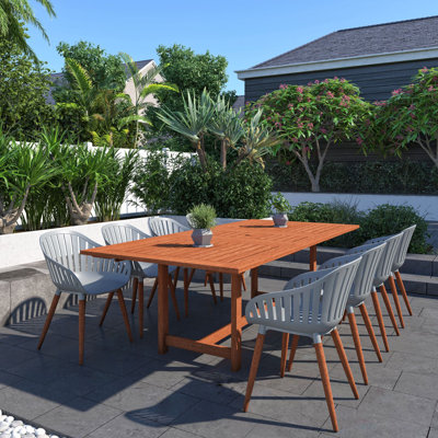 Anautica 8 - Person Wood Patio Dining Set with Rectangular Table