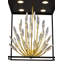 Luminaire suspendu 4 lumières noir mat avec branches dorées et cristaux transparents