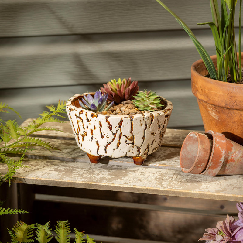 Pot à fleurs en céramique craquelée