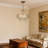 Mid-Century Modern 9 - Light Dimmable Chandelier with Rose Glass Shade
