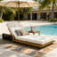 Chaise longue de patio en bois d'acacia Ghodke avec dossier réglable et coussin à 4 plis (table non incluse)-124446464