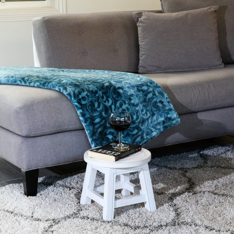 Cherry Wooden Footrest - Stylish And Comfortable Stool With Cherry Design Functional Living Room Furniture, Antique White