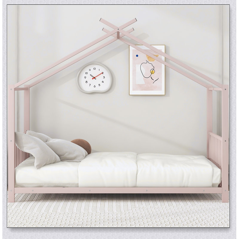 Lit plateforme en métal, Rose