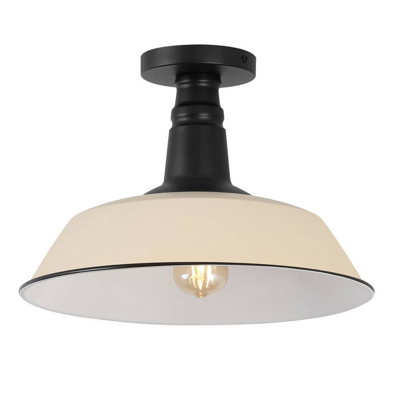 Plafonnier semi-encastré 1 lumière 14 po, Amande mate