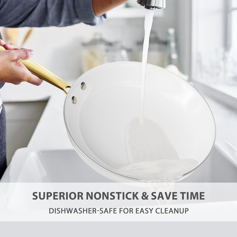 UKWF002 16 - Piece Non-Stick Ceramic Cookware Set, White