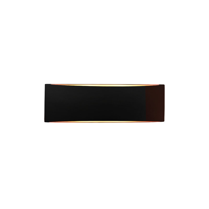 Applique murale en céramique Beda, Incandescent, H 5 po x l 16 po x P 4 po, Noir carbone mat / or champagne
