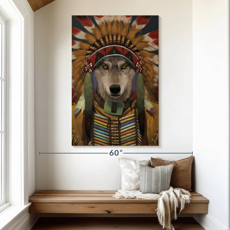 Brampt Wolf Spirit Chief, 51" H x 34" W