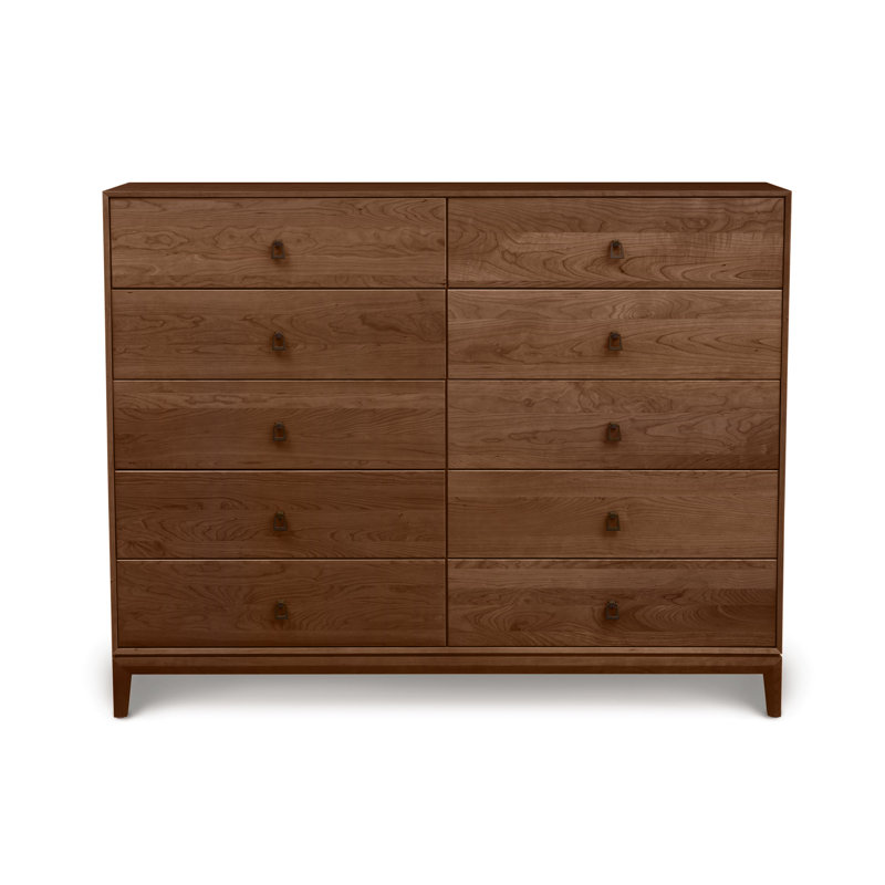 Mansfield 10 - Drawer Solid Wood Dresser, Saddle Cherry