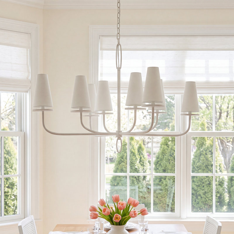 Walling 8 - Light Dimmable Classic / Traditional Chandelier, Gesso White