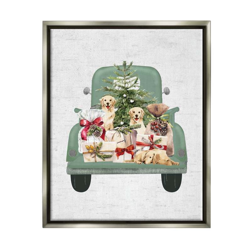 Camion-cadeau des Fêtes, Cadre flottant gris lustré, H 31 po x l 25 po x P 1,7 po