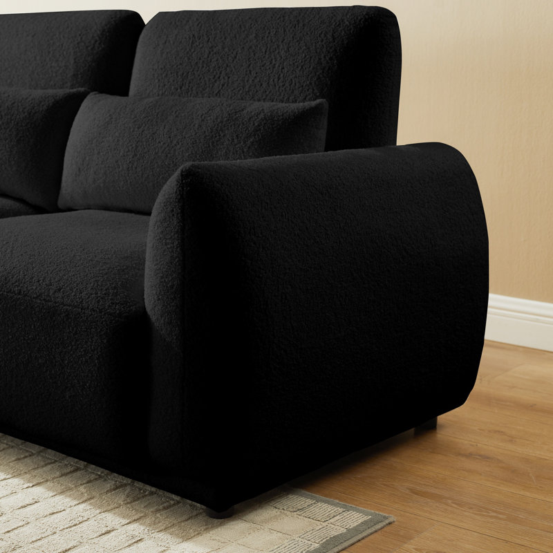Modular Sectional Sofa,  Comfy Cloud Couch Convertible U Shaped Sofa Couch With 2 Ottoman, Black Wool