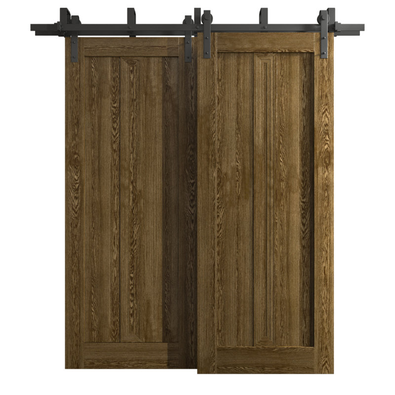 Portes coulissantes de grange coulissantes pour garde-robe | Ego 5006 | Ensemble de quincaillerie Modern Rails | Portes de garde-robe de chambre en bois massif
