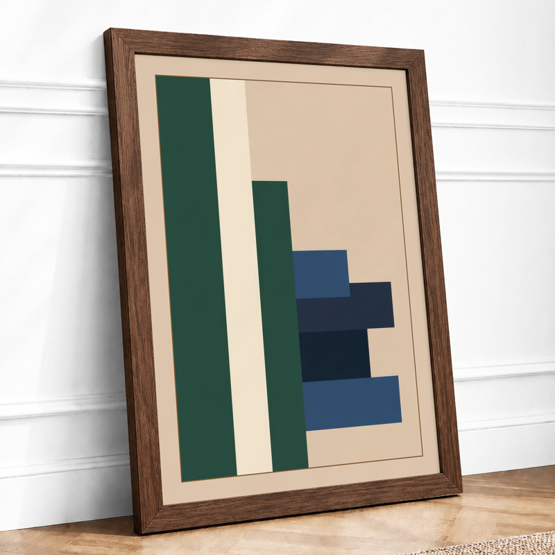 Geometric Descent Minimalist - Framed Print, Walnut, A3 - 42.0 x 29.7 cm