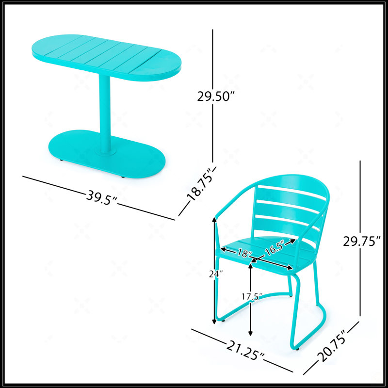Charming Outdoor Bistro Set, Teal