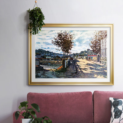 "La seine à Bougival" par Claude Monet - Reproduction d'art, emmêlée et encadrée sous verre acrylique, grand art mural