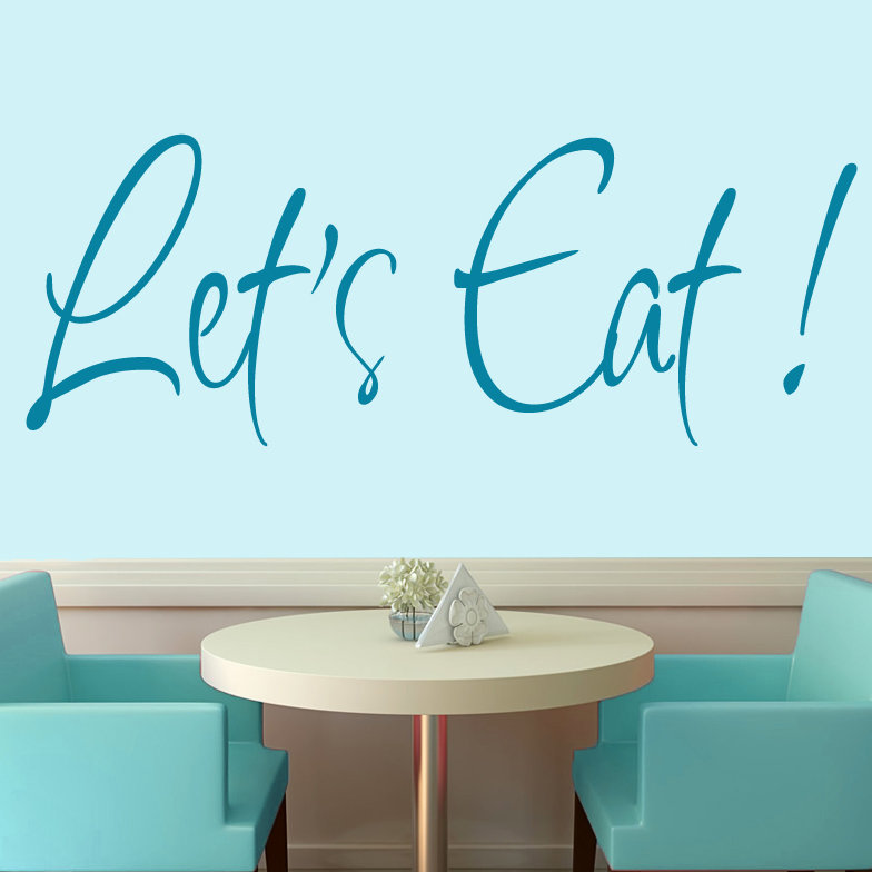 Adhésif décoratif «Let's Eat», Bleu sarcelle