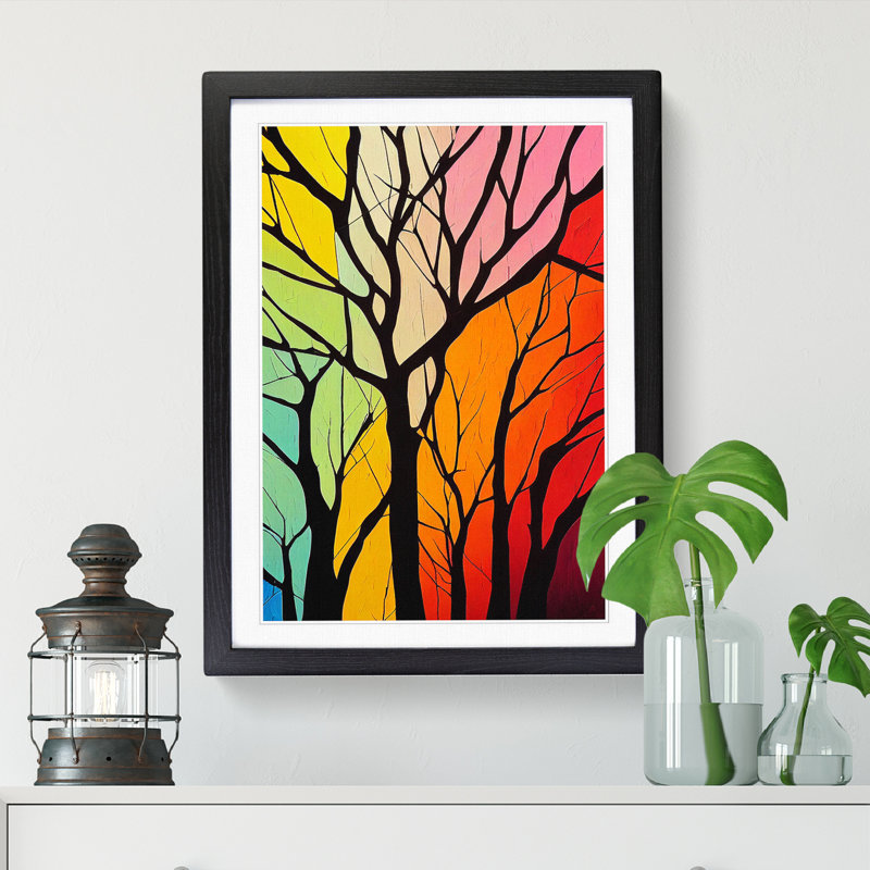 FRM-V0523-36X Abstract Tree Vol.7 1 Piece Single Picture Frame Wall Art, 34cm H x 25cm W x 2cm D, Black Framed