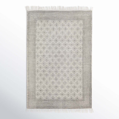 Janette Black Khaki Hand-Woven Cotton Rug