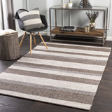 Adilet Striped Handmade Flatweave Cream/Brown Indoor / Outdoor Use Area Rug