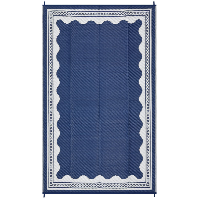 Bordered Reversible, Easy to Clean, Waterproof, UV Resistant Outdoor Rug Washable Lightweight Plastic Straw Mat for Patio Backyard Camping Beach
