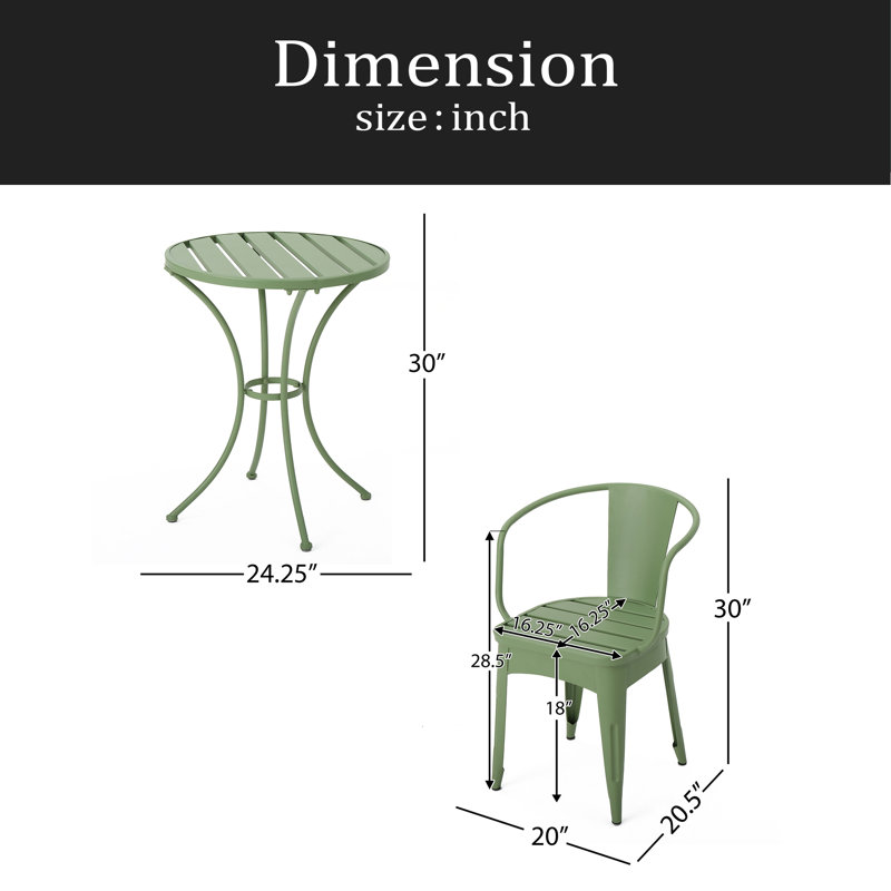 Ensemble de 3 pièces en métal KD, Vert