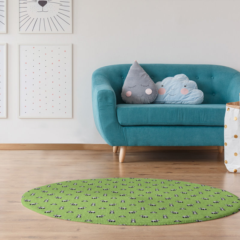 Tapis de salle de panda green, Rond 5 pi