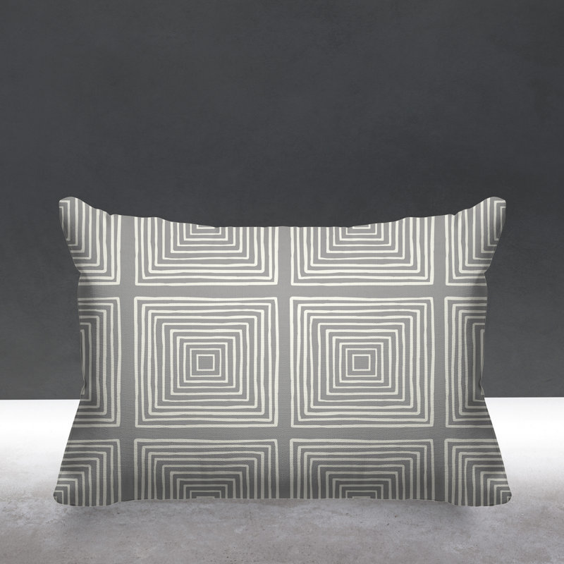 Abstract Outdoor Reversible Throw Pillow, Gray