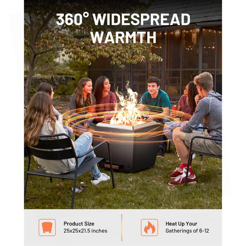Pro 25 Inch Smokeless Fire Pit, Wood Burning Fireplaces W/Pull-Out Ash Pan, Portable Outdoor Firepits, Carry Handle For Backyard Patio Camping, Stainless Steel, Black