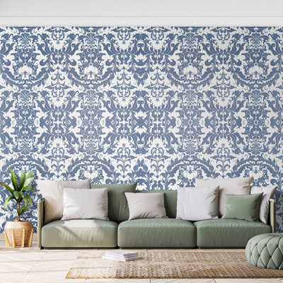Motif damassé classique bleu classique