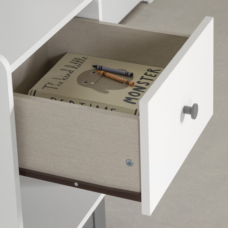 Soft Gray and White 1-Drawer Scandinavian Nightstand