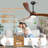 52 Inch Smart Ceiling Fan With Lights And Remote/APP Control, Compatible With Alexa/Google  3 Blade Walnut-Colored Solid Wood