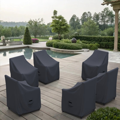 Alyah Patio Dining Chair Covers, Set Of 6, Water-Repellent UV-Resistant Polyester For Outdoor Armchairs by Arlmont & Co.