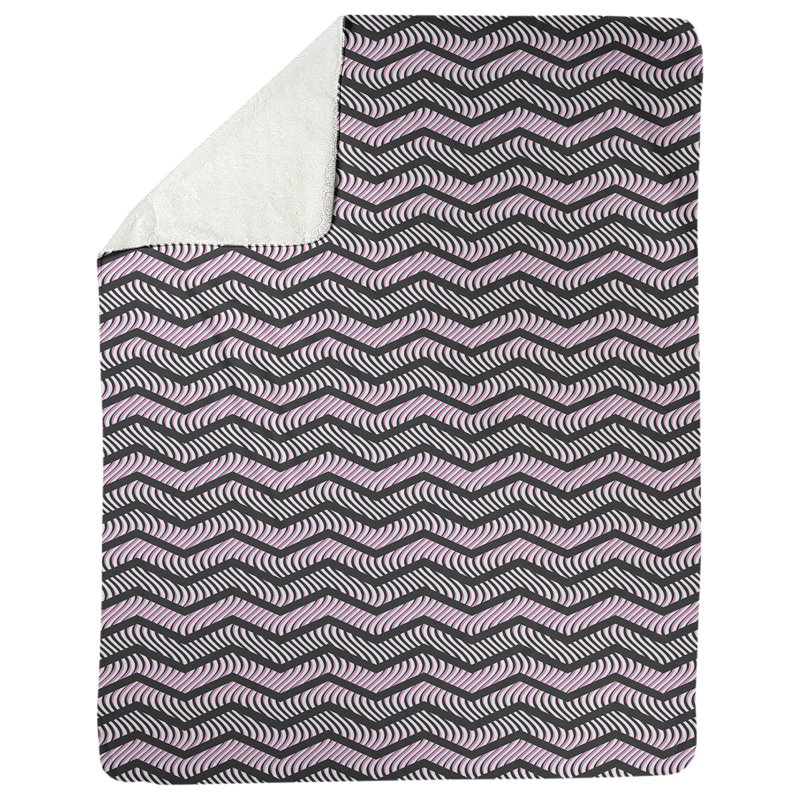 Couverture polaire à chevrons ondulés, l 50 po x L 60 po, Noir / Rose