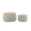 Repose-pieds rond avec rangement - gris clair