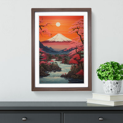 Japanese Sunset Contemporary - Single Picture Frame Print on Wood