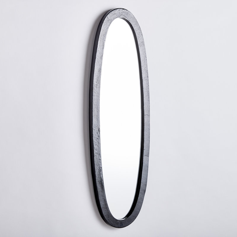 Othal Textured Matte Black Metal Oval Full-Length Mirror