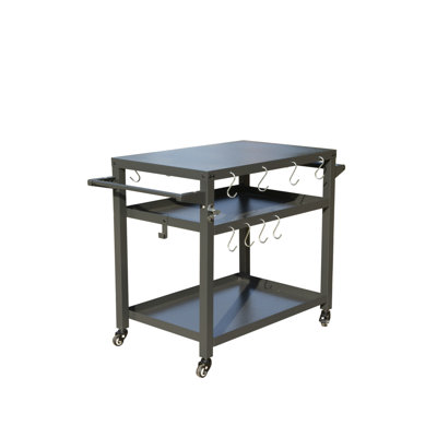 3-Shelf Outdoor Grill Table, Grill Cart With Wheels, Outdoor Pizza Oven Table And Food Prep Table, Blackstone Table With Propane Tank Hook, Grill Stand For Blackstone Griddle For Outside BBQ