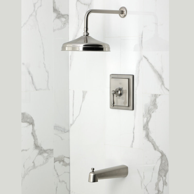 Kingston Brass Single-Handle Pressure Balanced Tub And Shower Faucet, Lever Handle, Brushed Nickel