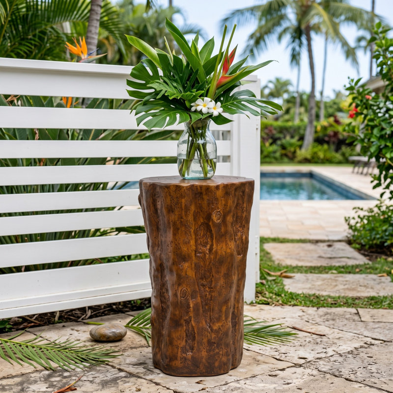 Portable Rustic End Tables, MGO Tree Stump Accent Table for Home