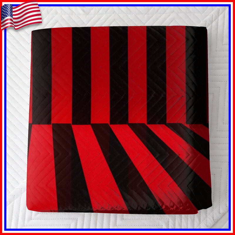 Red Black Stripes Bedding Stripes Bedspread Pattern, Queen