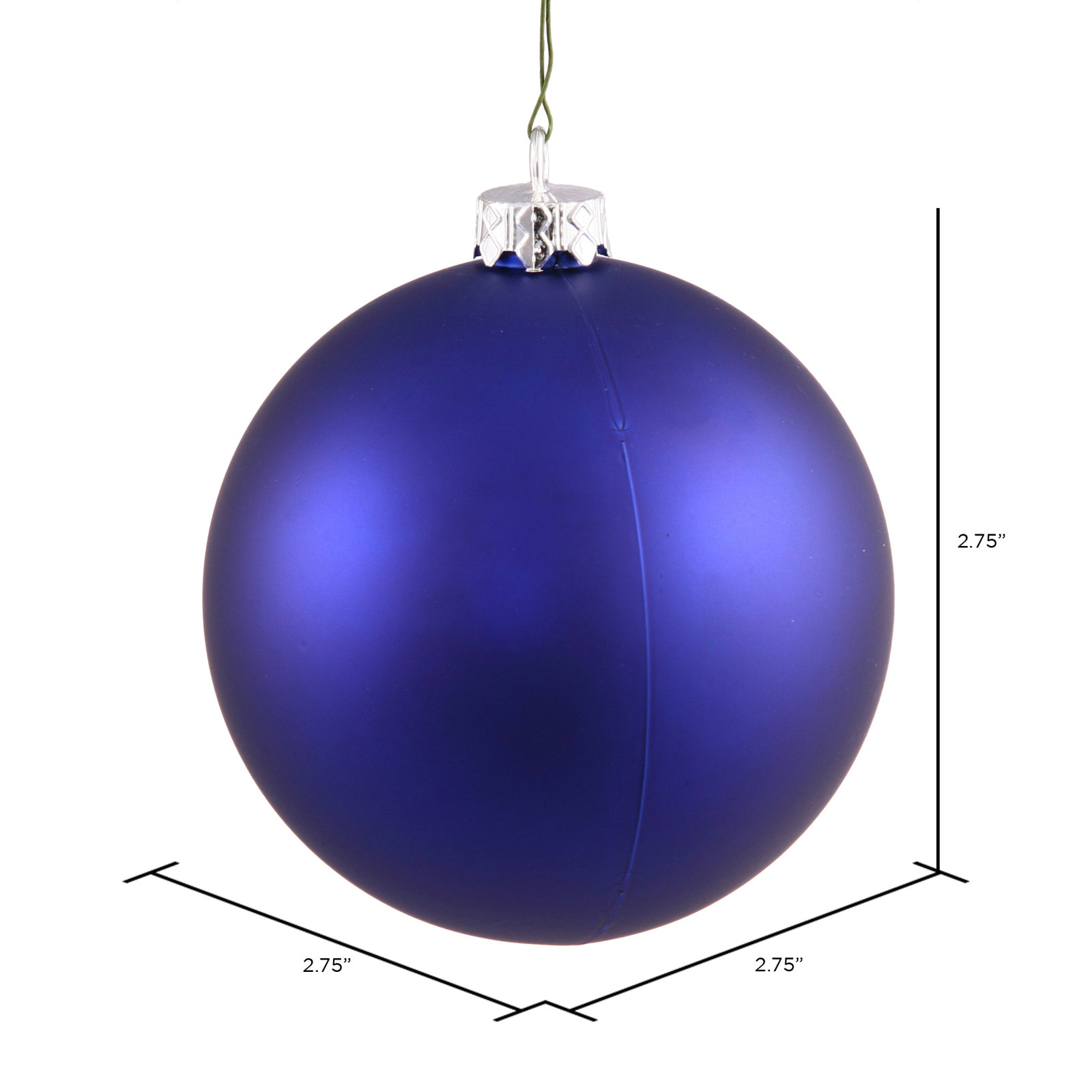 Shatterproof Bauble, 2.75" H x 2.75" W x 2.75" D, Cobalt Blue