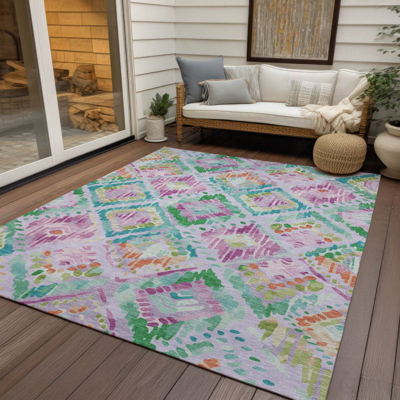 Tapis lavande intérieur / extérieur lavable à la machine Christain ACN1331, Rectangle de 10 pi x 14 pi