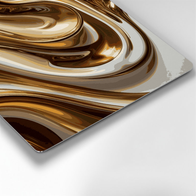 Abstrait fluide, art mural en métal beige 98, H 8 po x l 8 po