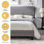 Cadre de lit plateforme grand tapissier avec support en lattes de bois, aucun sommier requis, assemblage facile pour les chambres à coucher modernes