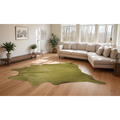Tapis noué à la main vert peau de vache 6 pi x 7 pi