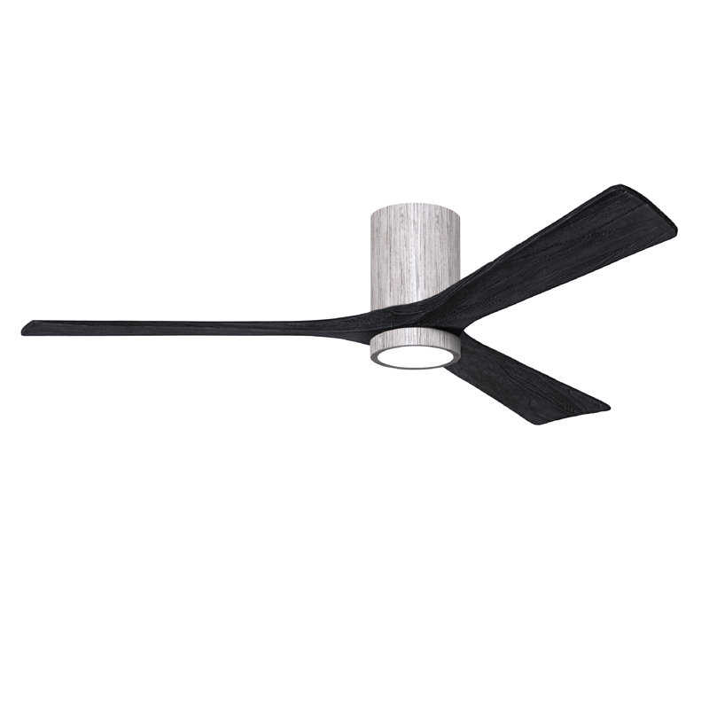 Olivier à 3 pales DEL standard avec ventilateur de plafond et ensemble d'éclairage inclus, Noir mat, Ton bois de grange, 60"